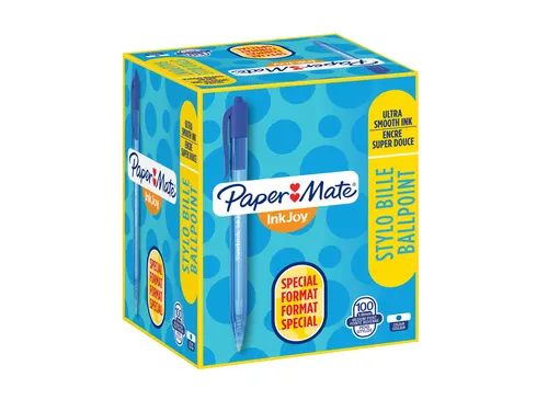 Balpen Paper Mate Inkjoy 100RT medium blauw valuepack 80+20 gratis