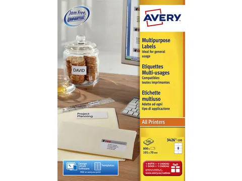 Etiket Avery L4745REV-25 96x63.5mm Afneembaar Wit 200 Stuks