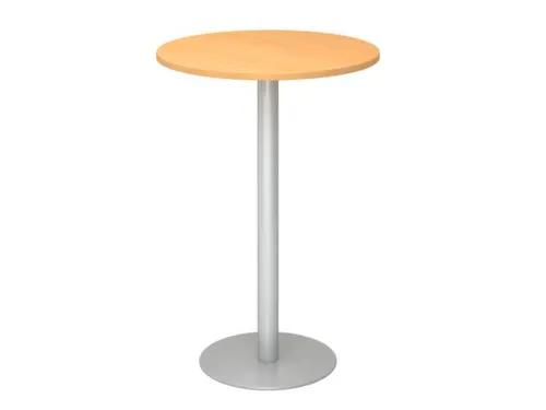 statafel,HxØ 1116x800mm,rond,schotelvoet zilverkleurig,ronde buis