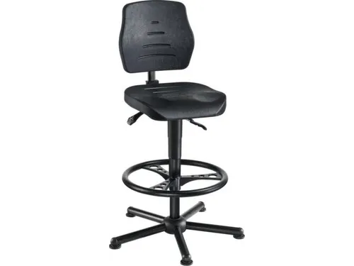 Werkplaatsstoel,standaardzitting zwart,PU-schuim