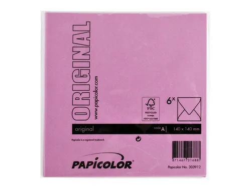 Envelop Papicolor 140x140mm Felroze Gegomd