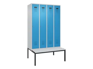 locker met bank,HxBxD 2120x1200x815mm,4vak,vak B 300mm,cilinderslot - 2