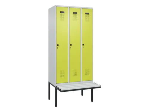 locker met bank,voor scheiding van kleding,HxBxD 2120x900x815mm,3vak