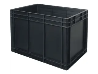 ESD-stapelbak,HxLxB 420x600x400mm,80l,PP,zwart,Wanden gesloten - 2