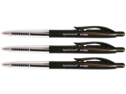 Balpen Quantore drukknop zwart medium