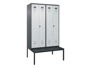 PBM-locker met bank,HxBxD 2120x1200x815mm,4vak,vak B 300mm - 2