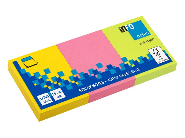 Notitieblok 40x50mm Brilliant En Ultra Mix 3 Kleuren Assorti