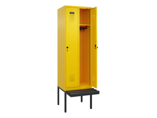 locker met bank,HxBxD 2120x600x815mm,2vak,vak B 300mm,draaigrendel