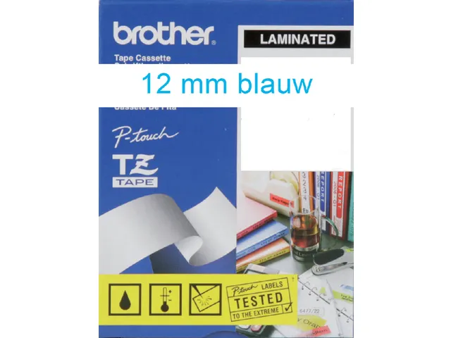Labeltape Brother P-touch TZe-233 standaard 12mm blauw op wit