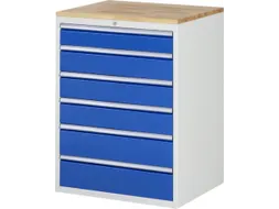 ladekast 1035x770x650mm 6laden cilinderslot RAL7035 RAL5010 beuken