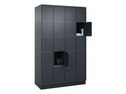 lockerkast,HxBxD 1950x1200x500mm,4x5vakken,vak B 300mm,cil.-slot
