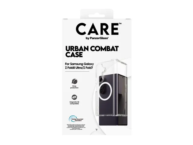 PanzerGlass CARE by Urban Combat Case Transparent w. White Qi Sa