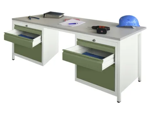 Bureau De Prestige Hxlxp 720X1700X800Mm 6Tiroirs Ral7035 Façade Ral60