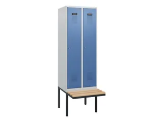 locker met bank,HxBxD 1950x600x815mm,2vak,vak B 300mm,cilinderslot - 2