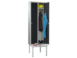 locker met bank,HxBxD 2150x800x500mm,2vak,RAL7035,front RAL7016