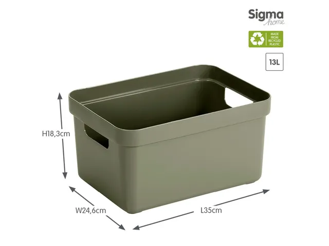 Sigma Home opbergbox 13L donkergroen - 35x24,6x18,3cm