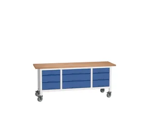 werkbank HxBxD 830x2000x600mm multiplexblad 9laden RAL7035 - 1