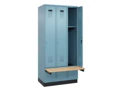 locker met bank,HxBxD 1950x900x815mm,3vak,vak B 300mm,cilinderslot