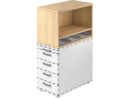 containeropzet,HxBxD 530x428x800mm,m. 3kunstst. inzetelementen DIN A4