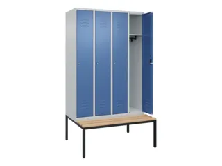 locker met bank,HxBxD 2120x1200x815mm,4vak,vak B 300mm,cil.-slot - 2