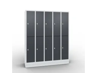 lockerkast draaigrendel 1800x1480x500 5x2vakken RAL7035 front RAL7021 - 1