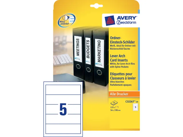Etiquette dorsale Avery Large 54x190mm blanc