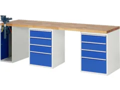 werkbank,HxBxD 890x2500x700mm,beukblad,draagverm. 750kg,3containers