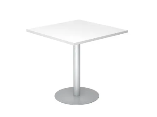 vergadertafel,HxBxD 745x800x800mm,vierkant,schotelvoet zilverkleurig