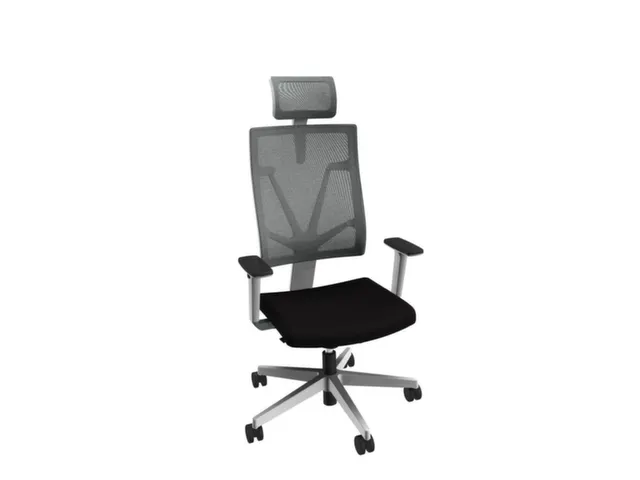 Siège de bureau dossier maille noir piètement argenté + appui-tête