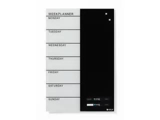 Glasmagneetbord Naga 40x60cm weekplanner GB zwart/wit - 2