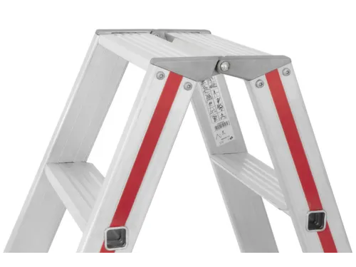 trapladder,beide zijden,2x9treden,Stand H 1,61m,balk L 2,28m,aluminium