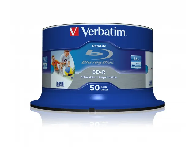 Verbatim Blue Ray Dvd 25Gb 6X 50 Stuks Cb Worm 43812 Cake Box Inkjet P