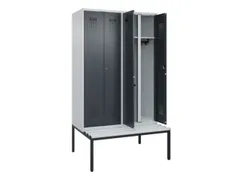 locker met bank,voor scheiding van kleding,HxBxD 2120x1200x815mm,4vak