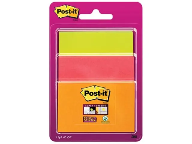 Super Sticky Notes Assorti Neon 3 stuks 45Vel