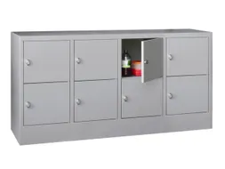lockerkast,HxBxD 855x1600x500mm,4x2vakken,RAL7035,front RAL3000