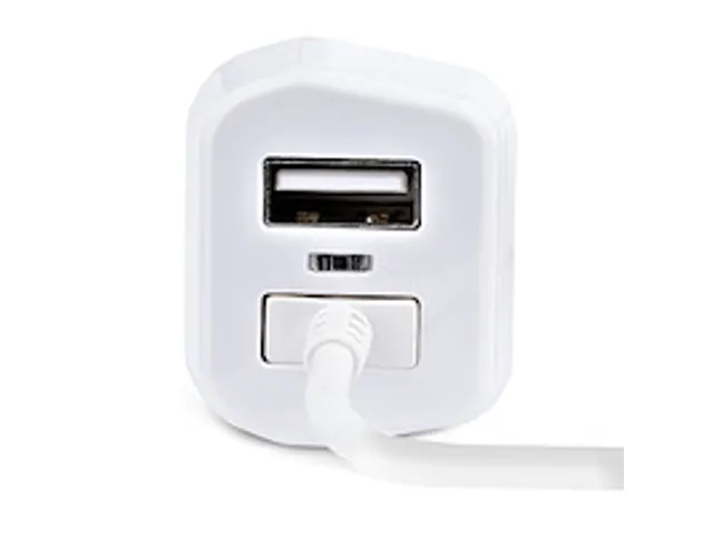 2-poorts USB Autolader met 1m Lightning Spiraalkabel 12W Wit