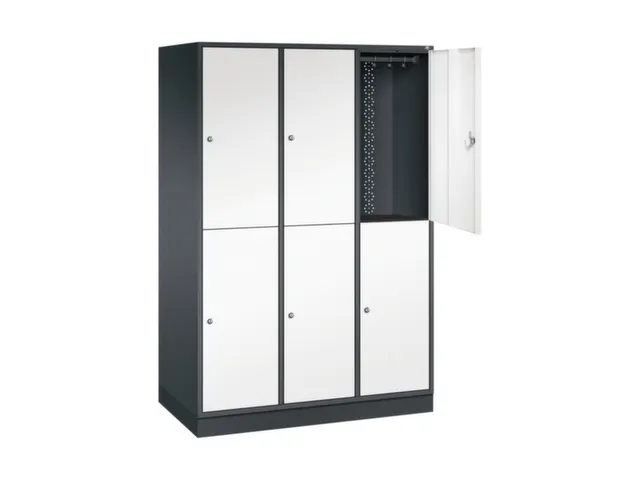 Dubbeldekse garderobekast,HxBxD 1950x1220x600mm,3x2vak.,vak B 360mm