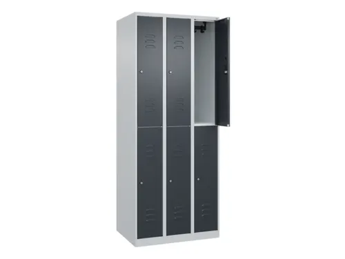 dubbeldekse locker,HxBxD 1850x750x500mm,3x2vak.,vak B 250mm,cil.-slot