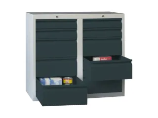 ladekast HxBxD 900x1000x500mm 10laden RAL7035 front RAL7016 - 2