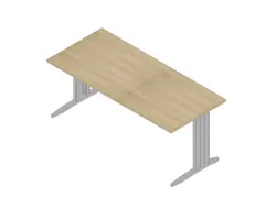 bureau,HxBxD 730x1800x800mm,blad eiken,C-voet aluminium