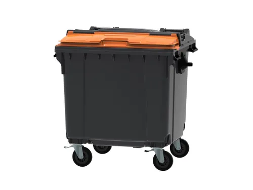Container 1100 liter split deksel Grijs Oranje Kunststof