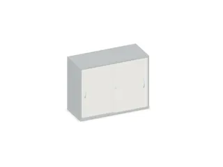 Schuifdeurkast 770x1000x430mm Romp Lichtgrijs Decor Front Wit - 1
