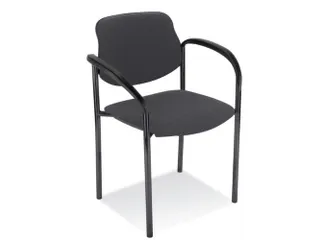 Bezoekersstoel,4Voeten Ronde Buis Zwart,M. Armleuningen - 1