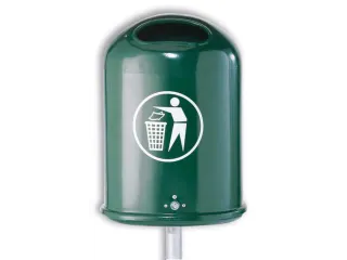 Afvalbak staalplaat met asbak 45 liter ovale opening veerklep mosgroen - 1