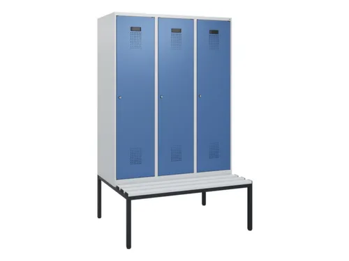 locker met bank,HxBxD 1950x1200x815mm,3vak,vak B 400mm,cilinderslot