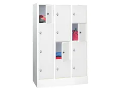 lockerkast,HxBxD 1518x900x500mm,3x4vakken,RAL7035,front RAL6011