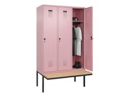 locker met bank,HxBxD 2120x1200x815mm,3vak,vak B 400mm,draaigrendel