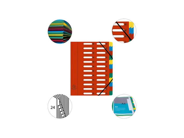 Sorteermap Harmonika vensters 24vak rood