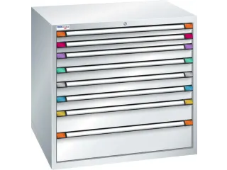 ladekast,HxBxD 1000x1005x695mm,8lade(n),RAL7035,front RAL7035 - 1