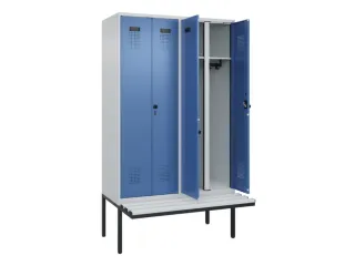 locker met bank,voor scheiding van kleding,HxBxD 2120x1200x815mm,4vak - 1